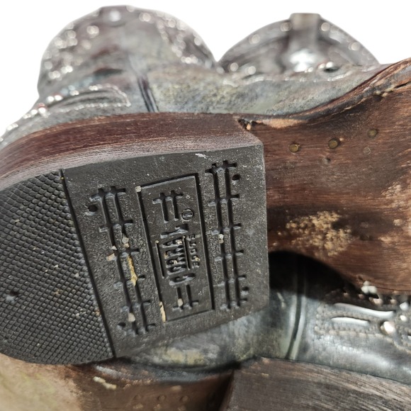 Corral Vintage Cross Square Toe Cowboy Western Boots 6.5M Cross Studded Bling - Picture 13 of 16